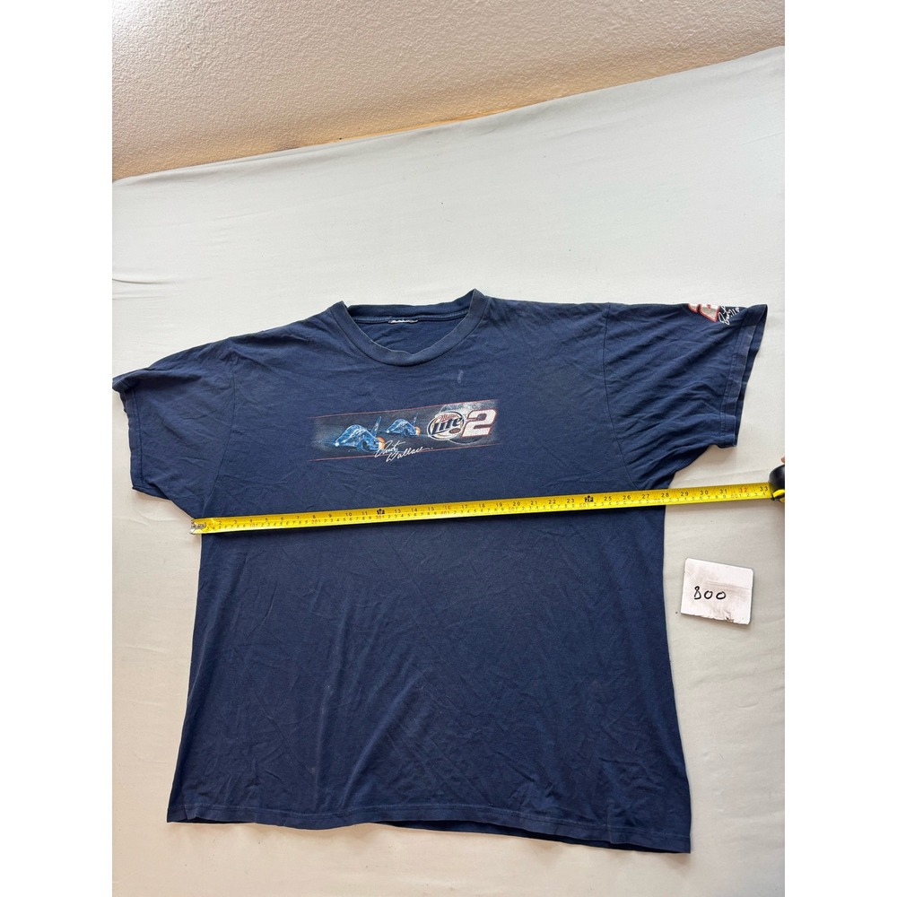 Vintage Rusty Wallace Miller Lite 2 NASCAR Racing T-Shirt Navy Blue Mens XL